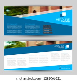 Banner for advertisement. Flyer design or web template set. Vector illustration commercial promotion background. Blue color.