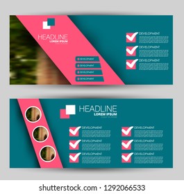 Banner for advertisement. Flyer design or web template set. Vector illustration commercial promotion background. Pink and blue color.