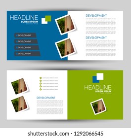 Banner for advertisement. Flyer design or web template set. Vector illustration commercial promotion background. Blue and green color.