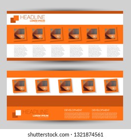 Banner for advertisement. Flyer design or web template set. Vector illustration commercial promotion background. Orange color.