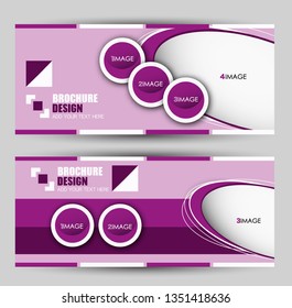 Banner for advertisement. Flyer design or web template set. Vector illustration commercial promotion background. Purple color.