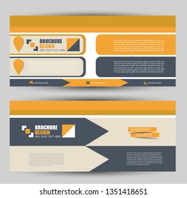 Banner for advertisement. Flyer design or web template set. Vector illustration commercial promotion background. Orange color.