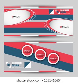 Banner for advertisement. Flyer design or web template set. Vector illustration commercial promotion background. Blue and red color.