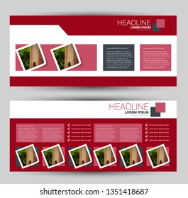 Banner for advertisement. Flyer design or web template set. Vector illustration commercial promotion background. Red color.