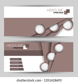 Banner for advertisement. Flyer design or web template set. Vector illustration commercial promotion background. Brown color.