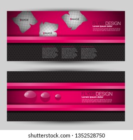 Banner for advertisement. Flyer design or web template set. Vector illustration commercial promotion background. Pink and black color.