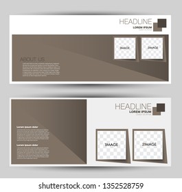 Banner for advertisement. Flyer design or web template set. Vector illustration commercial promotion background. Brown color.