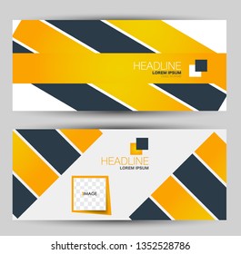 Banner for advertisement. Flyer design or web template set. Vector illustration commercial promotion background. Orange color.