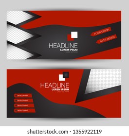 Anuncio para publicidad. Diseño de volante o conjunto de Plantilla de Web. Ilustración vectorial de fondo de promoción comercial. Color rojo y negro.