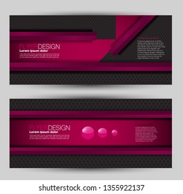 Banner for advertisement. Flyer design or web template set. Vector illustration commercial promotion background. Pink and black color.