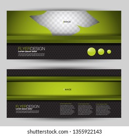 Banner for advertisement. Flyer design or web template set. Vector illustration commercial promotion background. Green and black color.