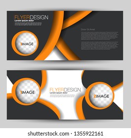 Banner for advertisement. Flyer design or web template set. Vector illustration commercial promotion background. Black and orange color.