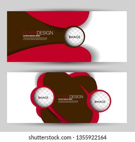 Banner for advertisement. Flyer design or web template set. Vector illustration commercial promotion background. Red and brown color.