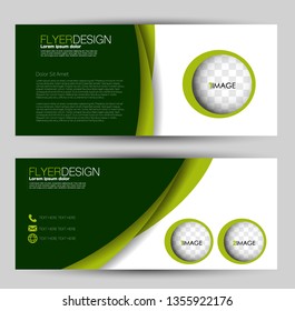 Banner for advertisement. Flyer design or web template set. Vector illustration commercial promotion background. Green color.