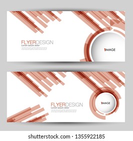 Banner for advertisement. Flyer design or web template set. Vector illustration commercial promotion background. Brown color.