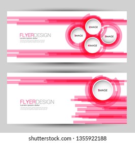 Banner for advertisement. Flyer design or web template set. Vector illustration commercial promotion background. Pink color.