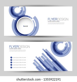 Banner for advertisement. Flyer design or web template set. Vector illustration commercial promotion background. Blue color.