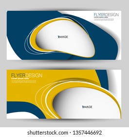 Banner for advertisement. Flyer design or web template set. Vector illustration commercial promotion background. Blue and yellow color.