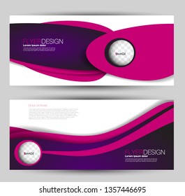 Banner for advertisement. Flyer design or web template set. Vector illustration commercial promotion background. Purple and pink color.