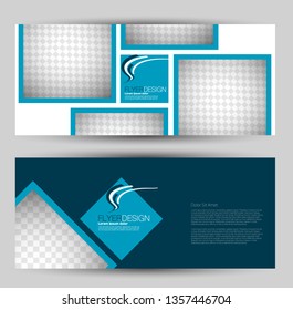 Banner for advertisement. Flyer design or web template set. Vector illustration commercial promotion background. Blue color.