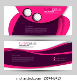 Banner for advertisement. Flyer design or web template set. Vector illustration commercial promotion background. Purple and pink color.