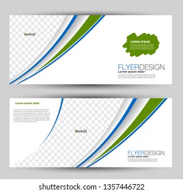 Banner for advertisement. Flyer design or web template set. Vector illustration commercial promotion background. Green and blue color.