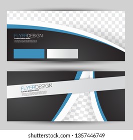 Banner for advertisement. Flyer design or web template set. Vector illustration commercial promotion background. Black and blue color.