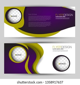 Banner for advertisement. Flyer design or web template set. Vector illustration commercial promotion background. Purple and green color.