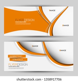 Banner for advertisement. Flyer design or web template set. Vector illustration commercial promotion background. Orange color.