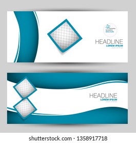 Banner for advertisement. Flyer design or web template set. Vector illustration commercial promotion background. Blue color.