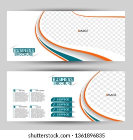 Banner for advertisement. Flyer design or web template set. Vector illustration commercial promotion background. Orange and green color.