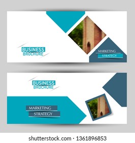 Banner for advertisement. Flyer design or web template set. Vector illustration commercial promotion background. Blue color.