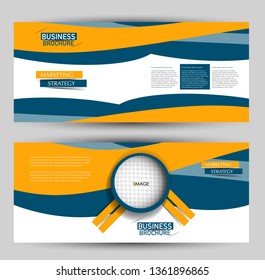Banner for advertisement. Flyer design or web template set. Vector illustration commercial promotion background. Blue and yellow color.