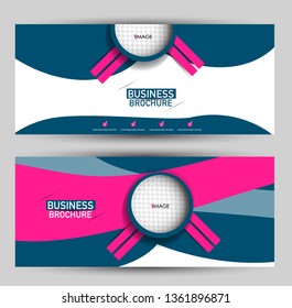 Banner for advertisement. Flyer design or web template set. Vector illustration commercial promotion background. Blue and pink color.