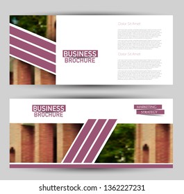 Banner for advertisement. Flyer design or web template set. Vector illustration commercial promotion background. Purple color.