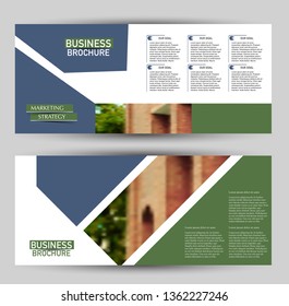 Banner for advertisement. Flyer design or web template set. Vector illustration commercial promotion background. Blue and green color.
