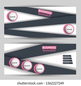 Banner for advertisement. Flyer design or web template set. Vector illustration commercial promotion background. Pink and grey color.