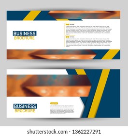 Banner for advertisement. Flyer design or web template set. Vector illustration commercial promotion background. Blue and yellow color.