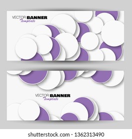 Banner for advertisement. Flyer design or web template set. Vector illustration commercial promotion background. Purple color.