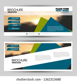 Banner for advertisement. Flyer design or web template set. Vector illustration commercial promotion background. Blue and green color.