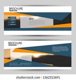 Banner for advertisement. Flyer design or web template set. Vector illustration commercial promotion background. Orange and blue color.