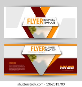 Banner for advertisement. Flyer design or web template set. Vector illustration commercial promotion background. Orange and red color.