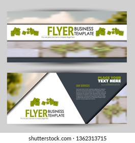 Banner for advertisement. Flyer design or web template set. Vector illustration commercial promotion background. Green and grey color.
