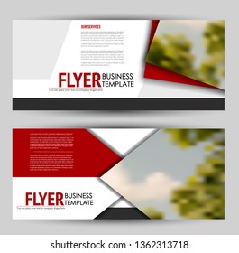 Banner for advertisement. Flyer design or web template set. Vector illustration commercial promotion background. Red color.