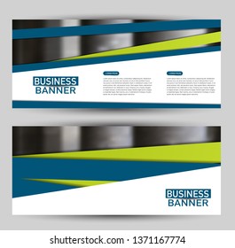 Banner for advertisement. Flyer design or web template set. Vector illustration commercial promotion background. Blue and green color.