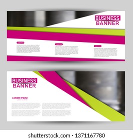Banner for advertisement. Flyer design or web template set. Vector illustration commercial promotion background. Green and pink color.
