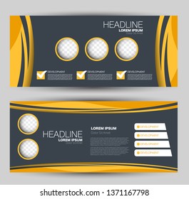 Banner for advertisement. Flyer design or web template set. Vector illustration commercial promotion background. Grey and orange color.