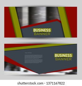 Banner for advertisement. Flyer design or web template set. Vector illustration commercial promotion background. Red and green color.