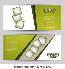 Banner for advertisement. Flyer design or web template set. Vector illustration commercial promotion background. Green color.