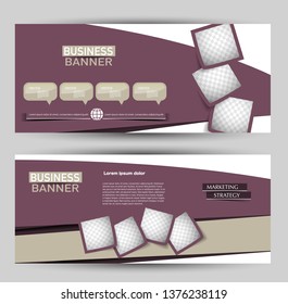 Banner for advertisement. Flyer design or web template set. Vector illustration commercial promotion background.
